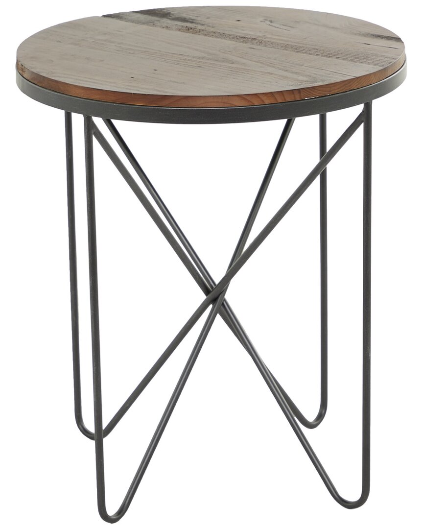 Peyton Lane Rustic Round Accent Table In Gray