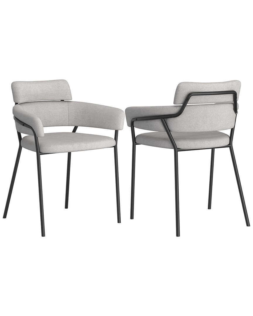 Worldwide Home Furnishings Set Of 2 Modern Fabric & Metal Side Chair In Grey