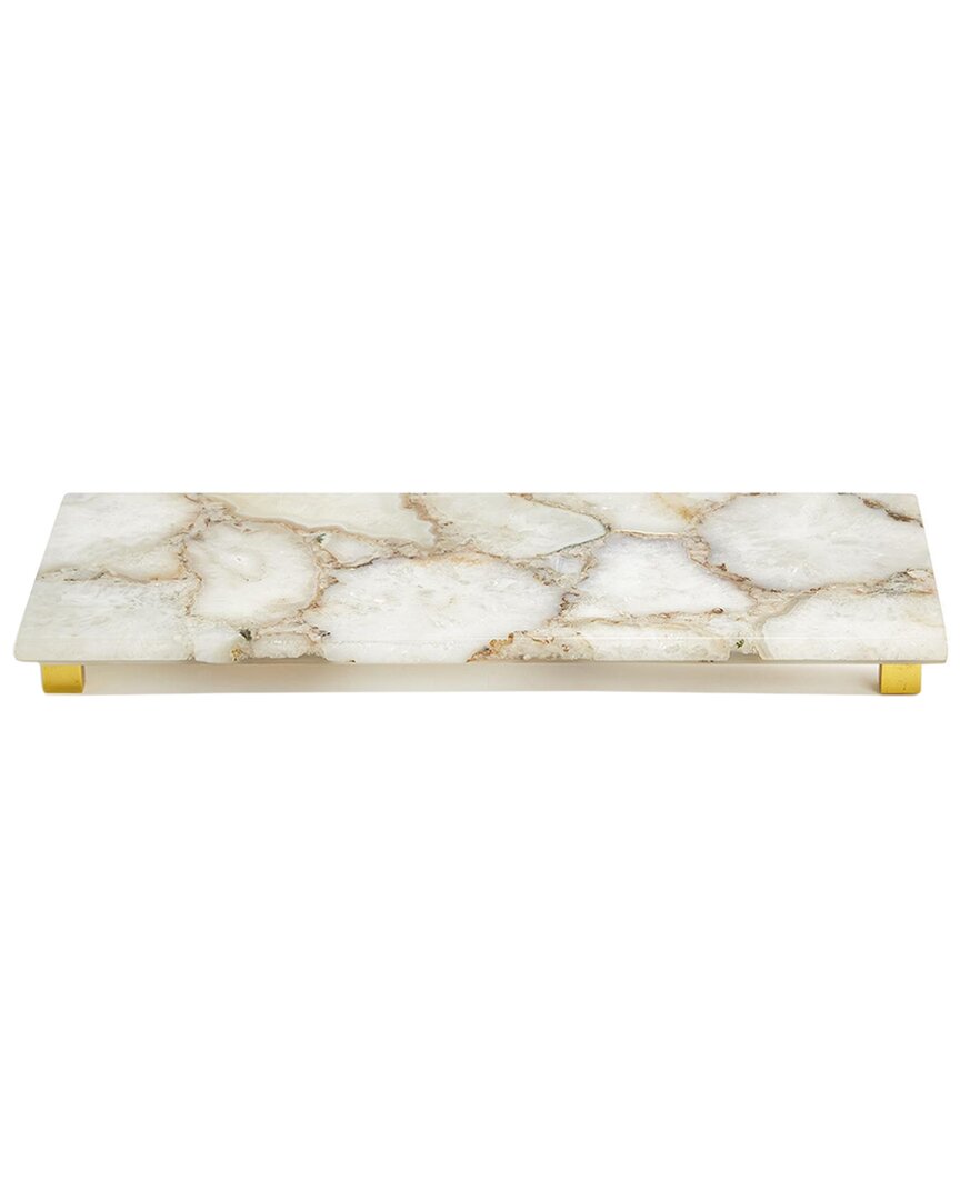 Shop Two's Company Natural Agate Decorative Footed Tray In White
