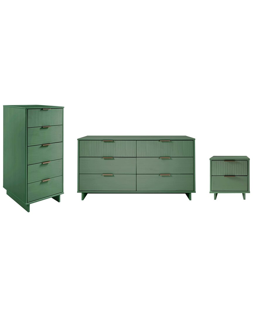 Manhattan Comfort 3-piece Granville Modern Solid W In Green