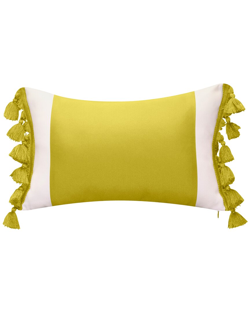Edie Home Edie @ Home Indoor/outdoor Colorblock Tassel Fringe Decorative Pillow