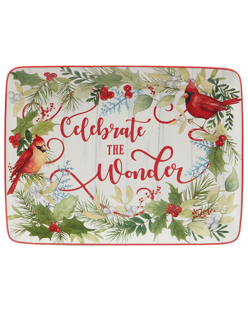 Certified International Winter Greens Rectangular Serving Platter