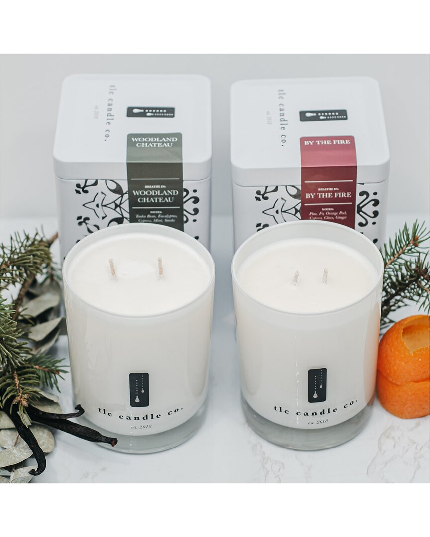 Shop Tlc Candle Co. Holiday - By The Fire & Woodland Chateau Luxury 2-wick Soy Candle Gift Set In White
