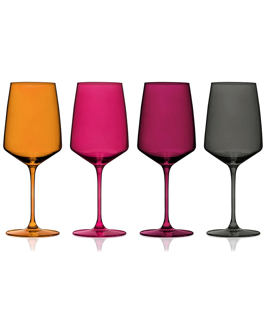 Viski Set Of 4 Sunset Reserve Nouveau Crystal Wine Glasses