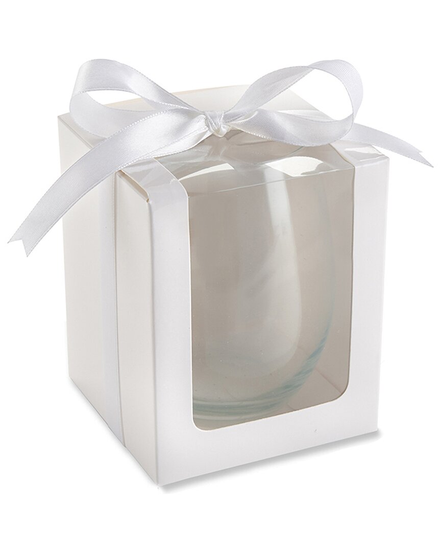 Kate Aspen Set Of 20 Glassware (9oz) Gift Boxes With Ribbons In White