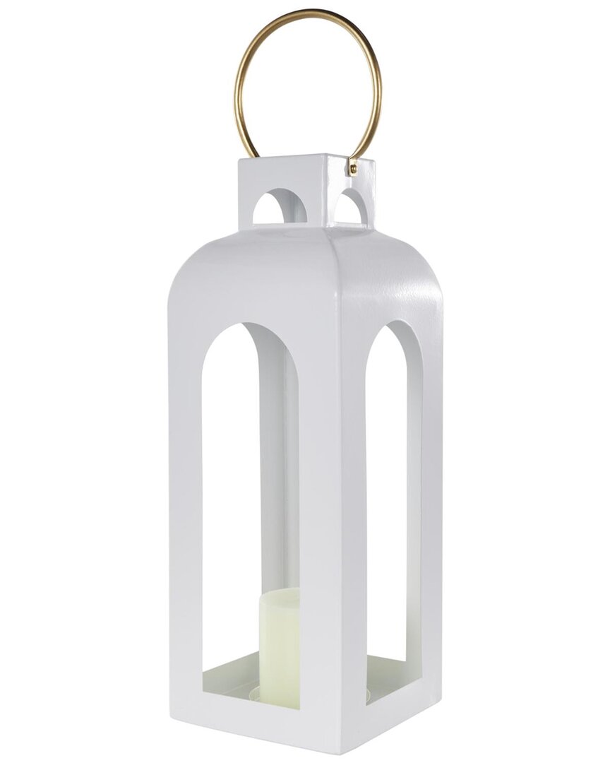 Peyton Lane Transitional Metal Candle Lantern In White