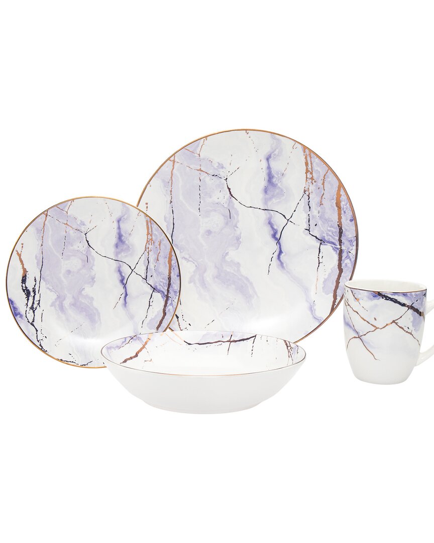 Godinger Devon Porcelain 16 Piece Dinnerware Set In Purple
