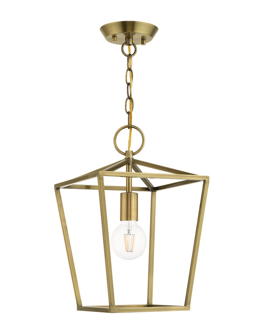 Livex Lighting 1-light Antique Brass Convertible Semi Flush Lantern In Metallic