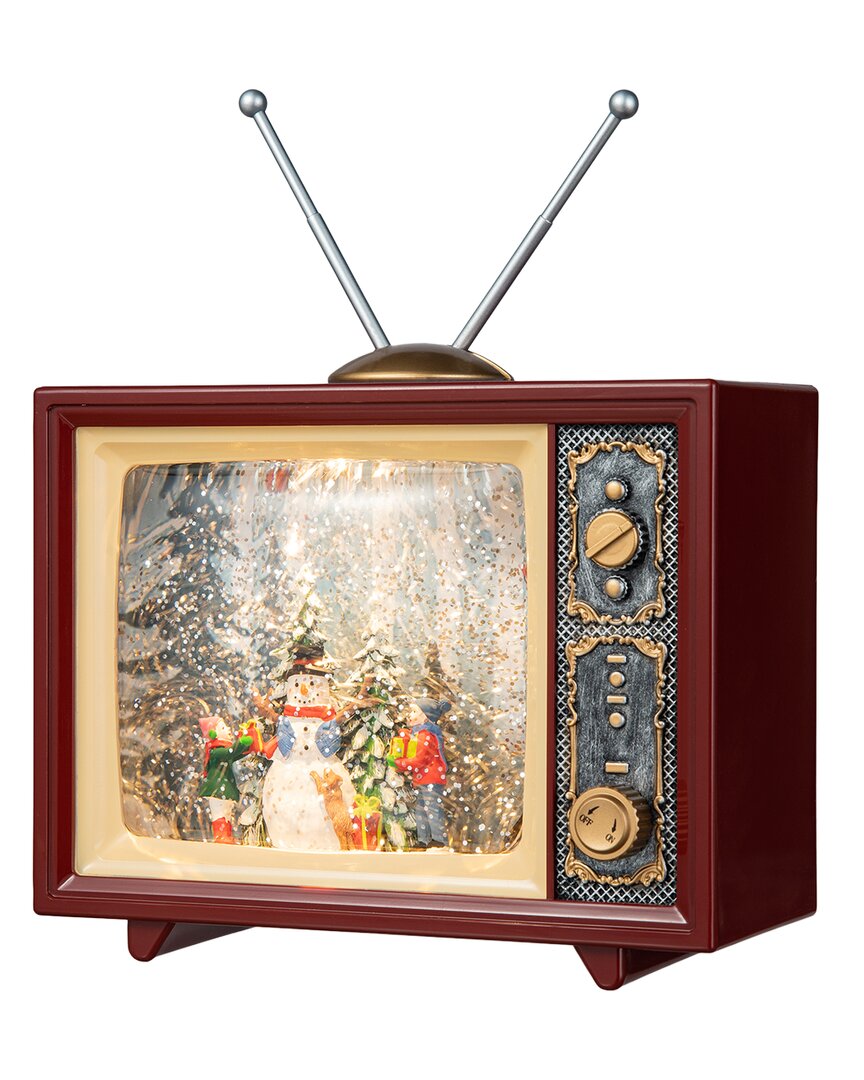 Glitzhome Tv Snowman Water Globe Decor In Multi