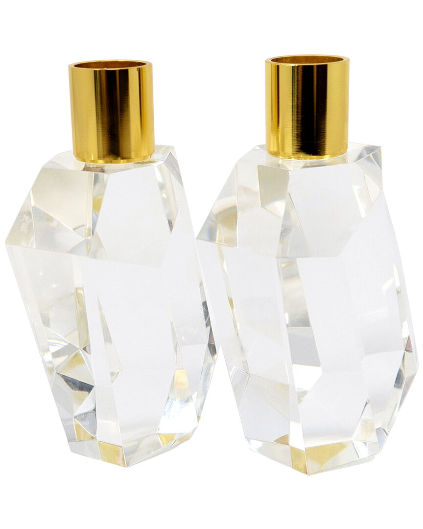 Vivience Set Of 2 Crystal Candle Holders
