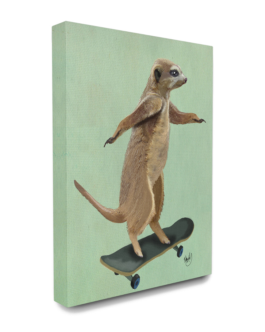 Stupell Meerkat On Skateboard Illustration