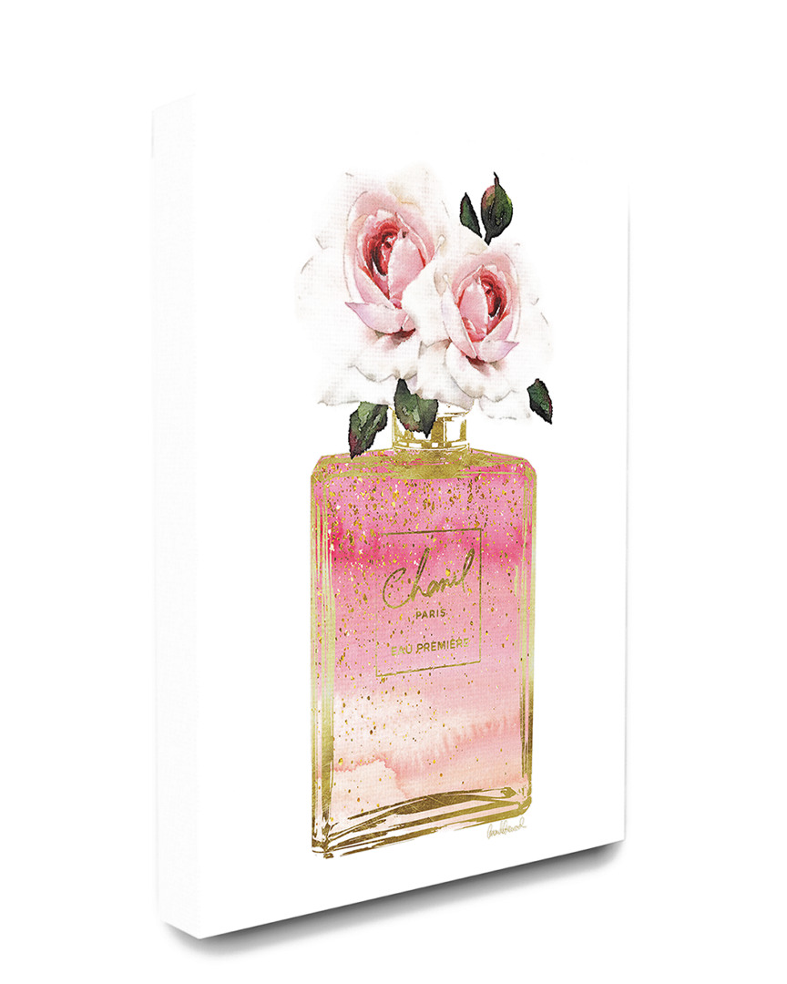 Stupell Pink And Gold Ombre Perfume Bottle With Roses