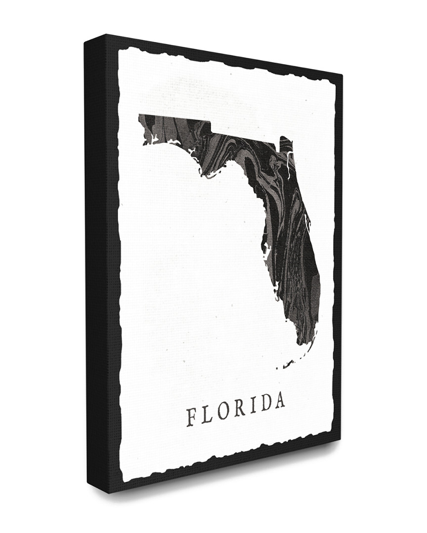 Stupell Black And Grey Marbled Paper Florida State Silhouette