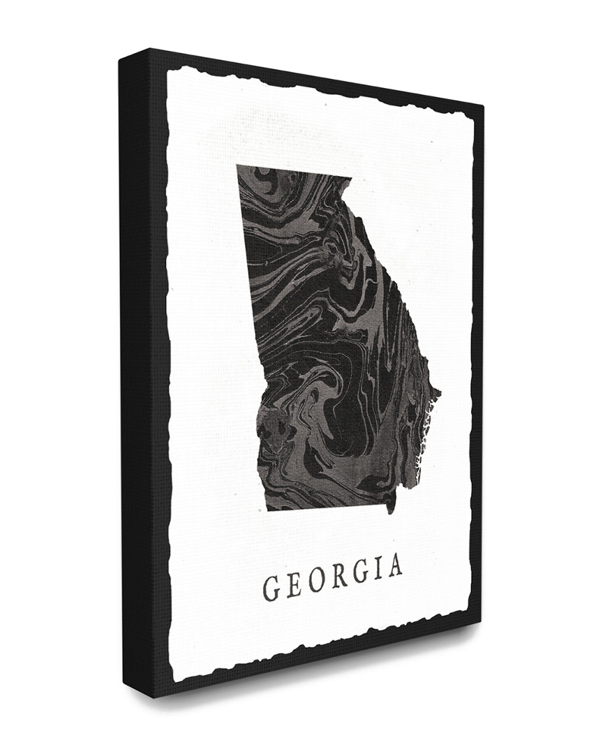Stupell The  Home Decor Collection Black And Grey Marbled Paper Georgia State Silhouette