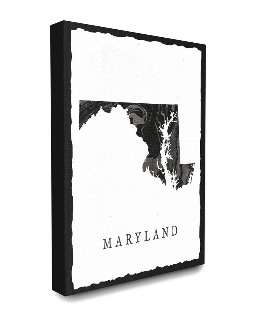 Stupell The  Home Decor Collection Black And Grey Marbled Paper Maryland State Silhouette