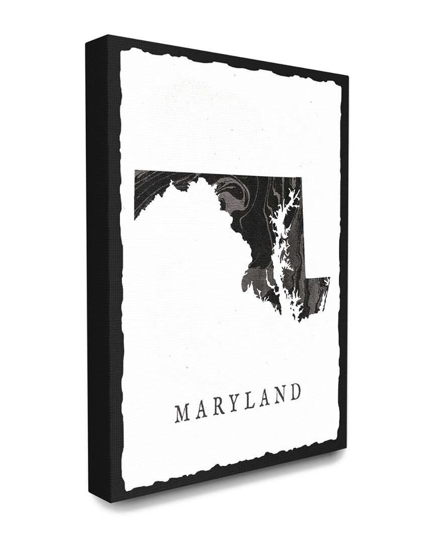 Stupell The Home Decor Collection Black And Grey Marbled Paper Maryland State Silhouette