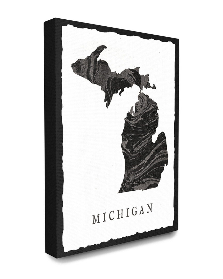 Stupell The  Home Decor Collection Black And Grey Marbled Paper Michigan State Silhouette