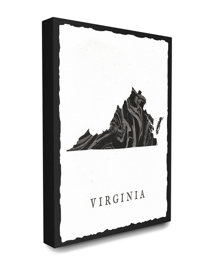 Stupell Home Decor Collection Black And Grey Marbled Paper Virginia State Silhouette