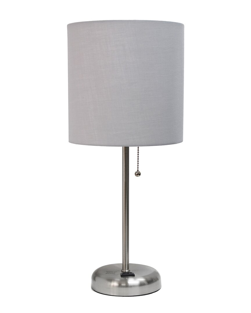 Lalia Home Oslo 19.5in Contemporary Bedside Usb Port Feature Standard Metal Table Desk Lamp In Silver