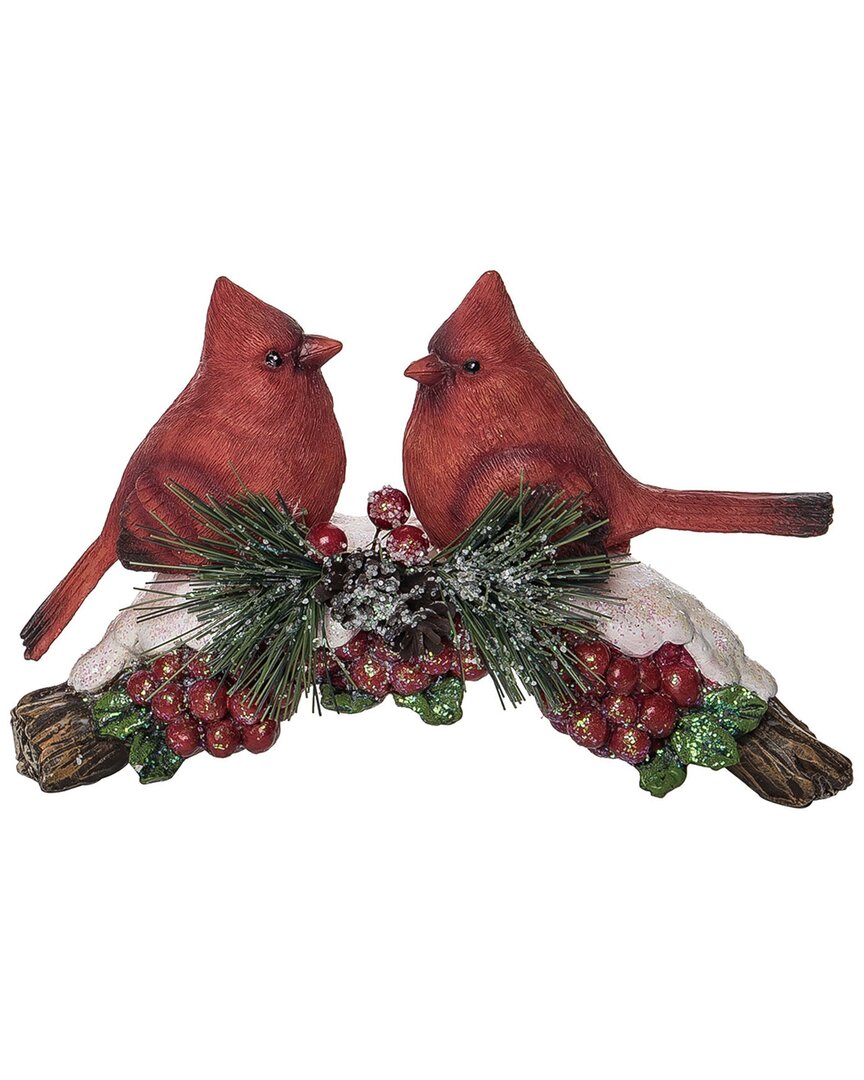 Transpac Resin 8in Multicolored Christmas Cardinal Branch Decor
