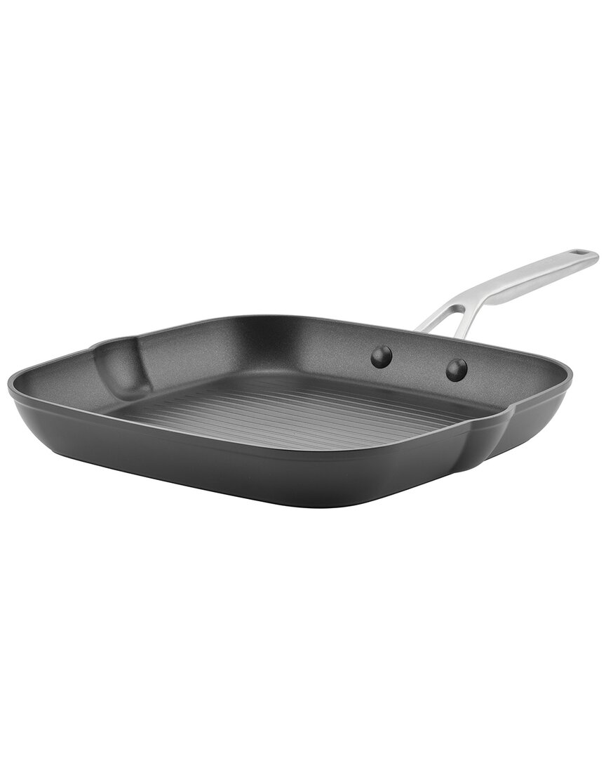 Shop Kitchenaid Hard Anodized Induction Nonstick Stovetop Grill Pan In Black
