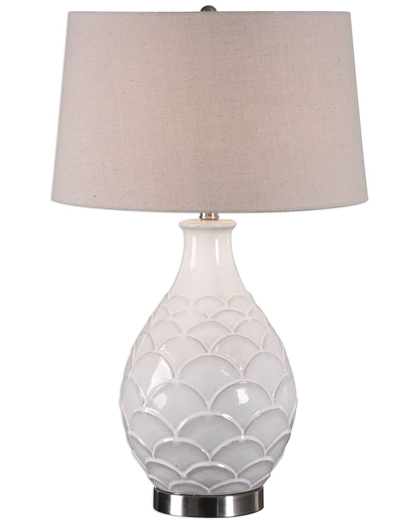 Uttermost Camellia Glossed Table Lamp In White