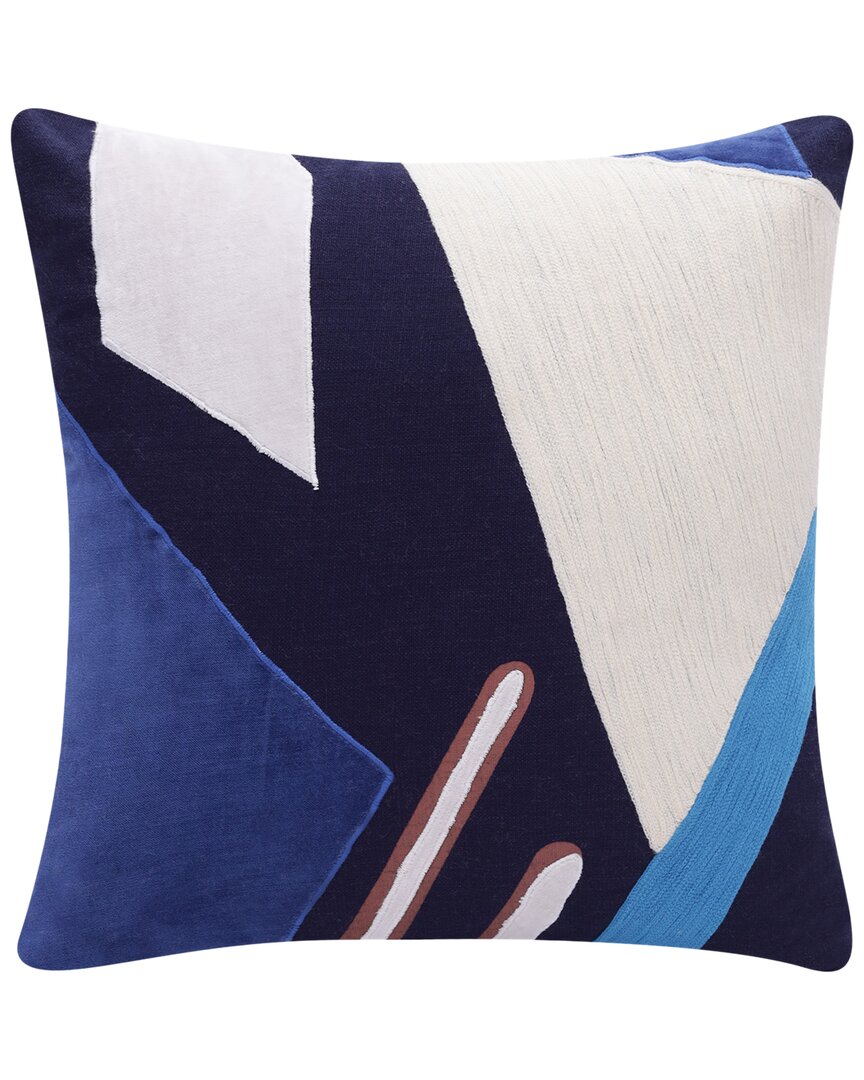 Lr Home Scarlett Modern Patchwork Handmade Throw Pillow In Blue