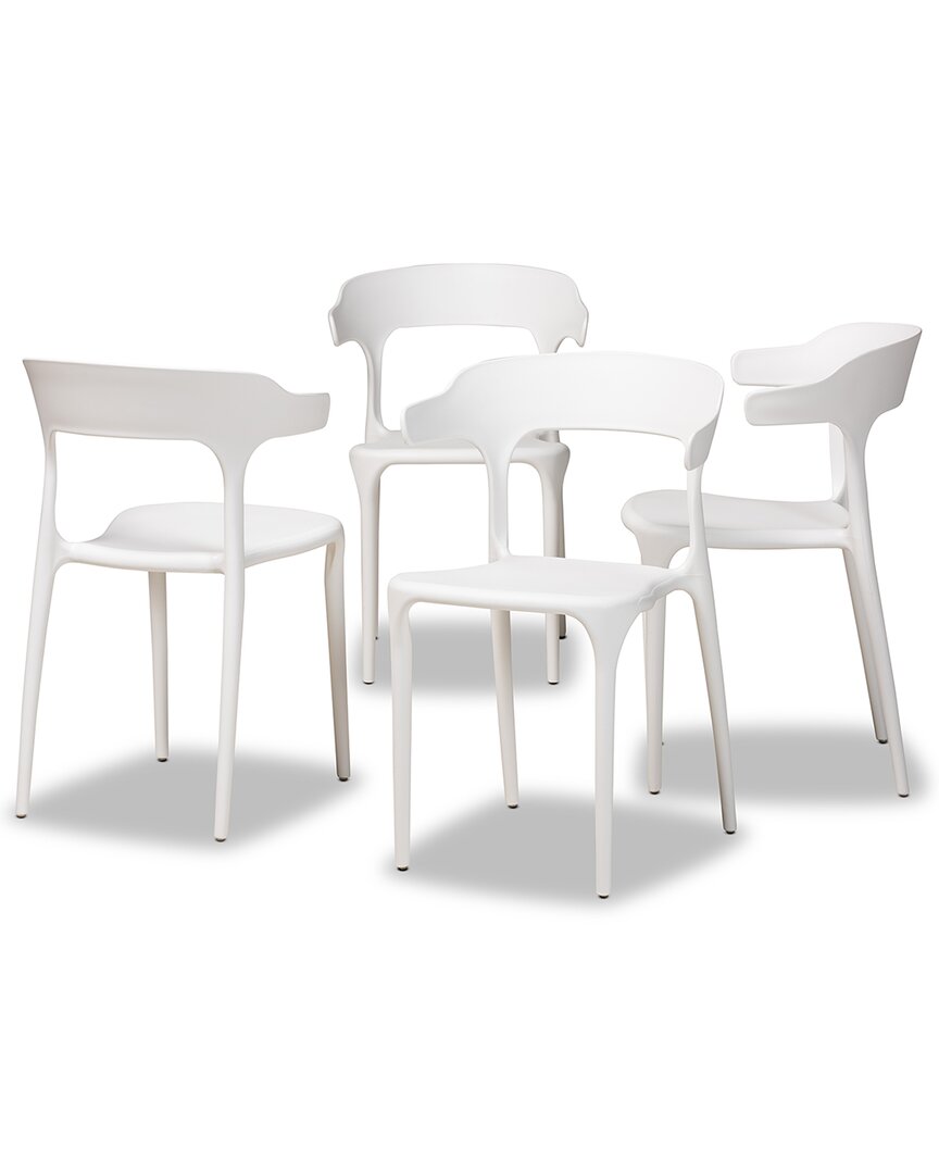Design Studios Gould Modern Transtional White Plastic 4-piece Dining Chair Set