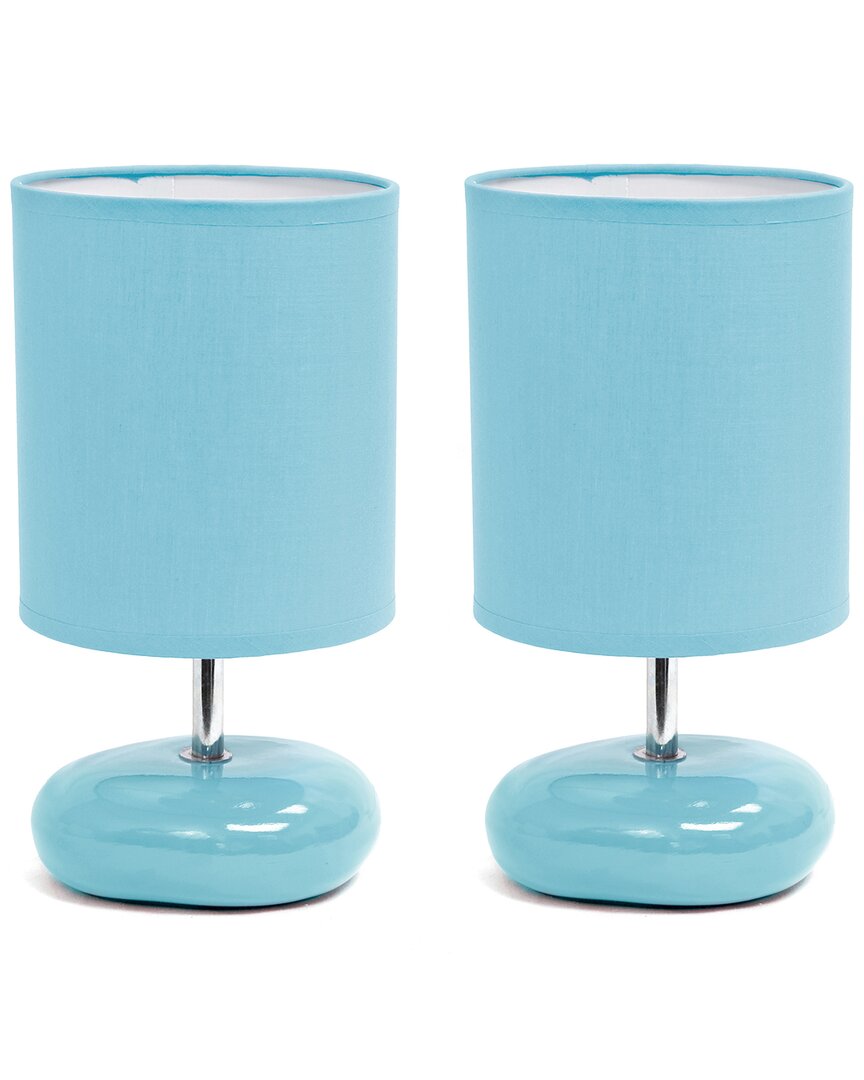 Lalia Home Set Of Two 10.24in Traditional Mini Round Rock Table Lamps In Blue
