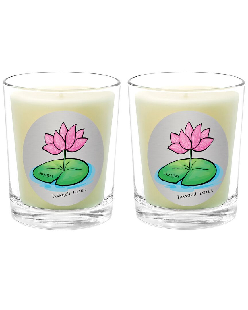 Qualitas Tranquil Lotus Two Scented Beeswax Candle Set In White