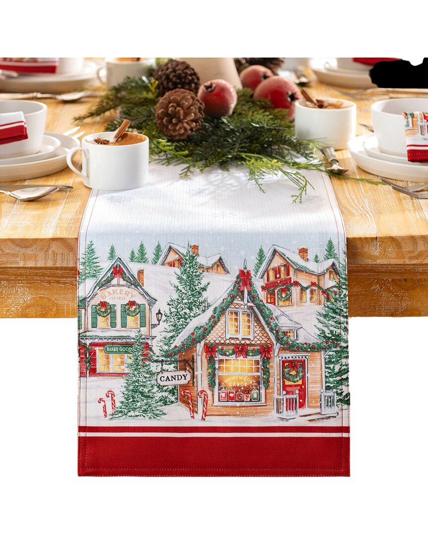 Elrene Home Fashions Storybook Christmas Village Holiday Table Runner In Multi