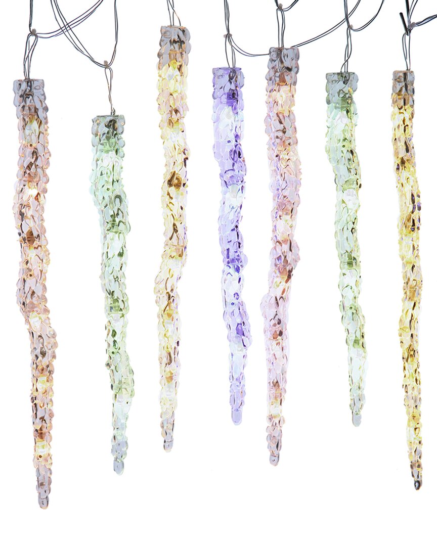 Kurt Adler Ul 60-light Dual Color Multicolor/warm White Led 12pc Icicle String Light Set In Multi