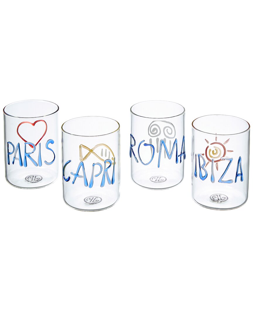 Jonathan Adler Set Of 4 Jet Set Glassware In Clear