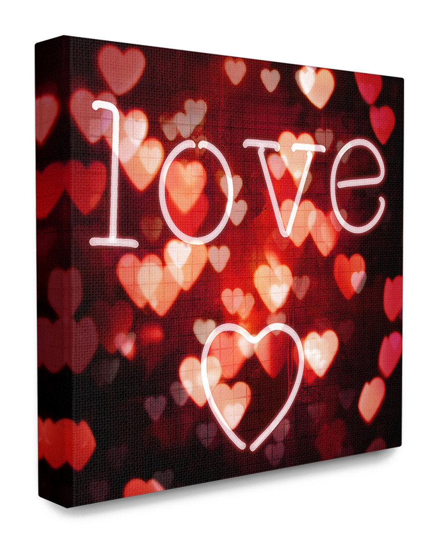 Stupell Home Decor Collection Pink Red And Black Neon Love Hearts Lights Bokeh Photography