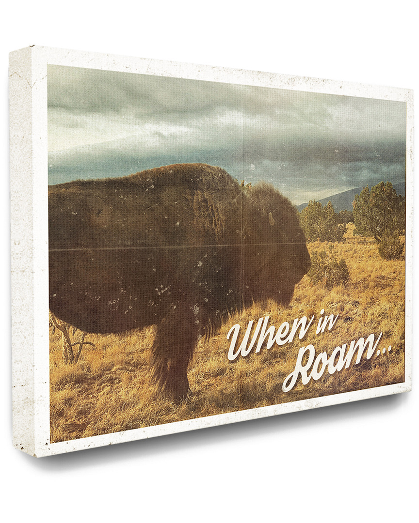 Stupell Home Decor Collection When In Roam Buffalo In A Field Western Scene Postcard