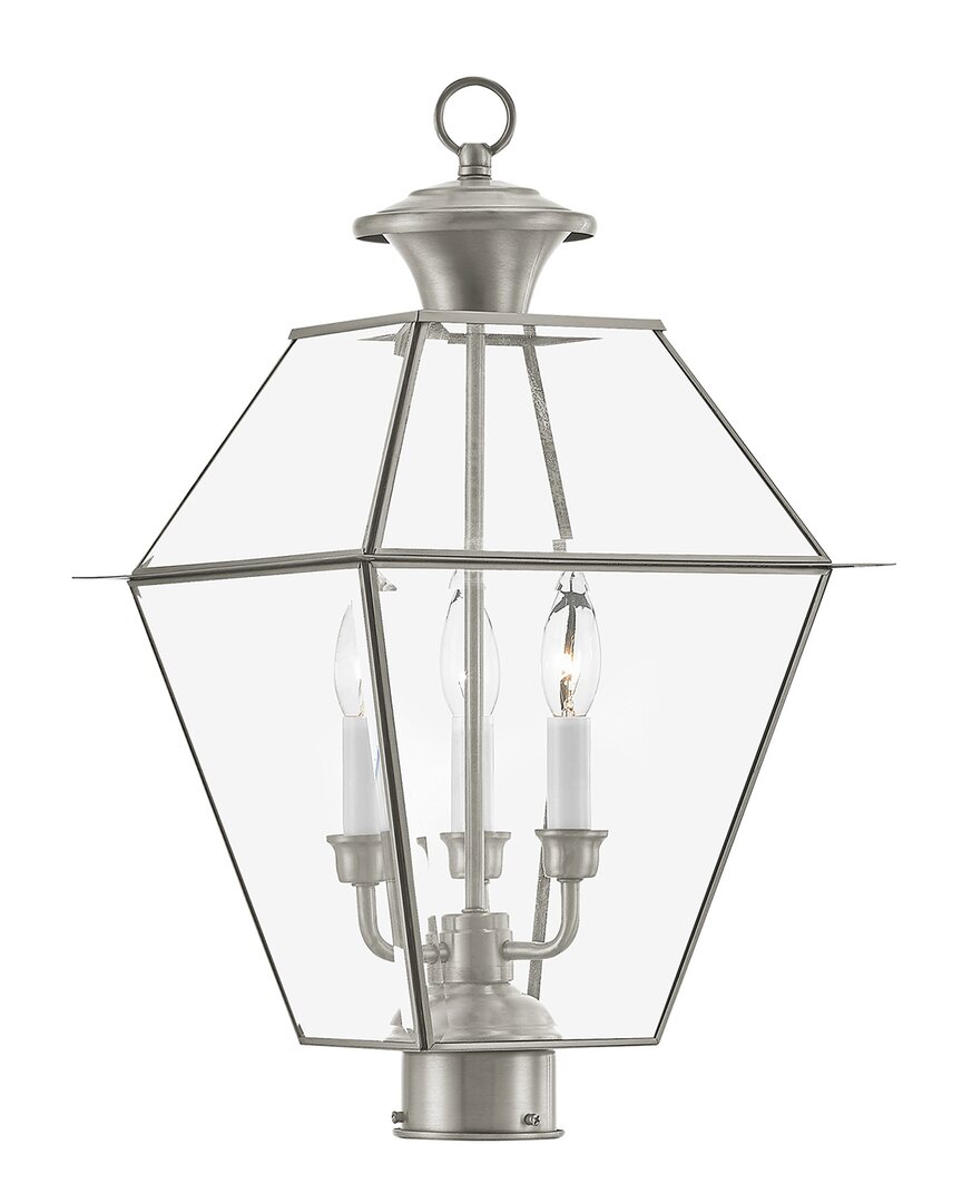 Livex Lighting Livex Westover 3-light Brushed Nickel Post-top Lantern