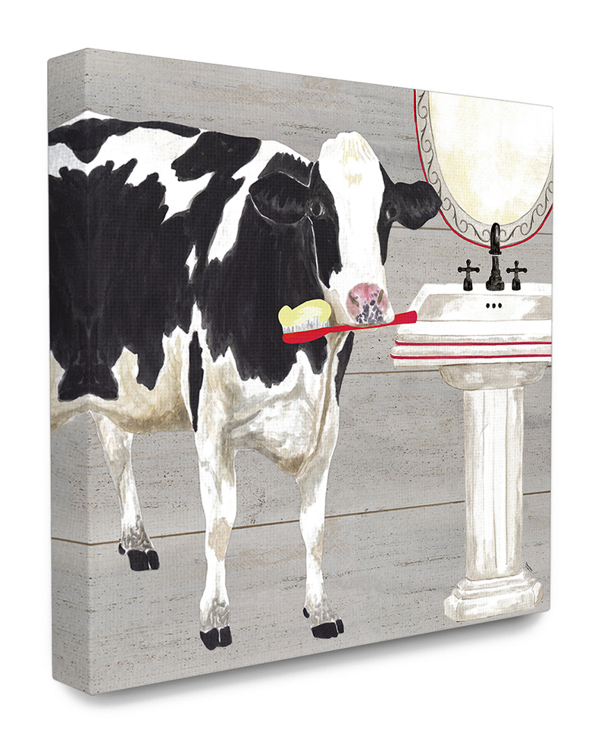 Stupell Bath Time For Cows At Sink Red Black And Greypainting
