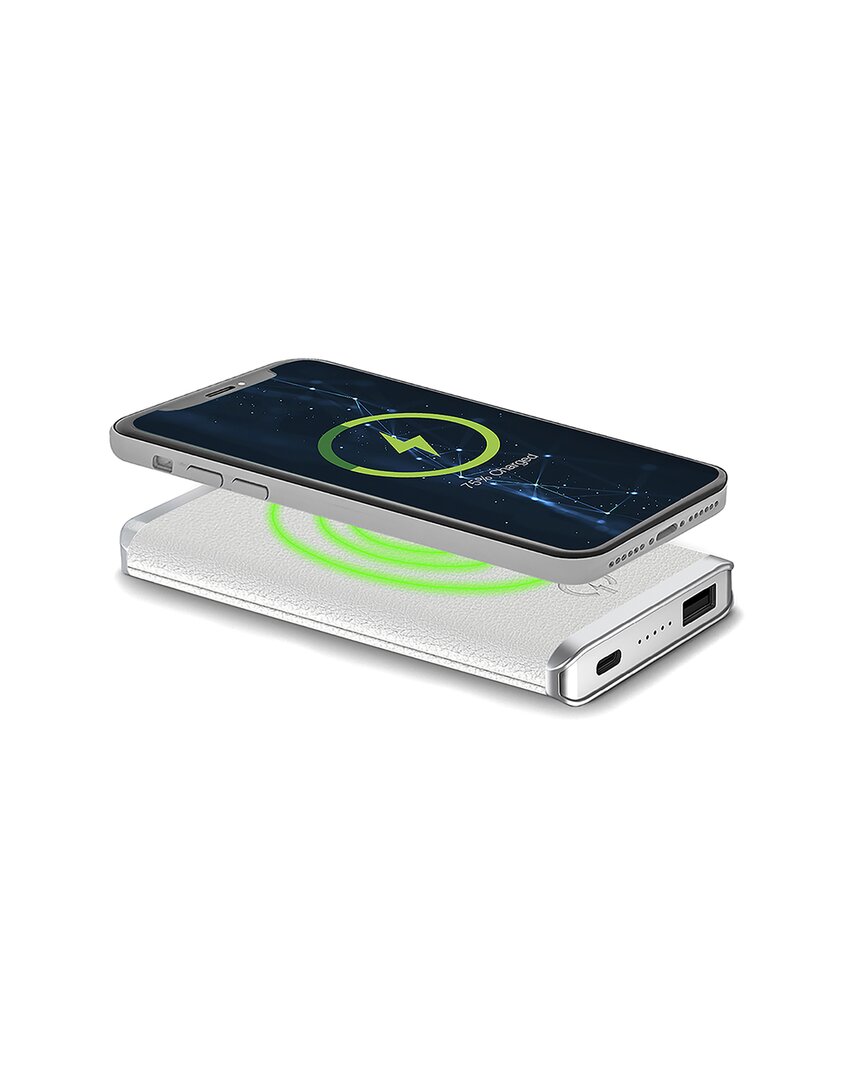 Phunkee Tree Leather Wireless Charging Power Bank In White