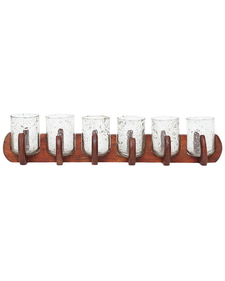 Shop Sagebrook Home 24in Glass 6-votive Candle Holders With Base In Brown