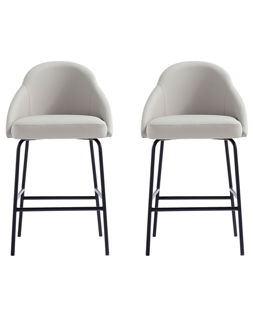 Manhattan Comfort Set Of 2 Gracie Modern Leatherette Barstools With Steel Legs