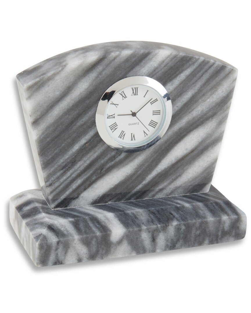 Bey-berk Genuine Marble Desk Clock In Grey