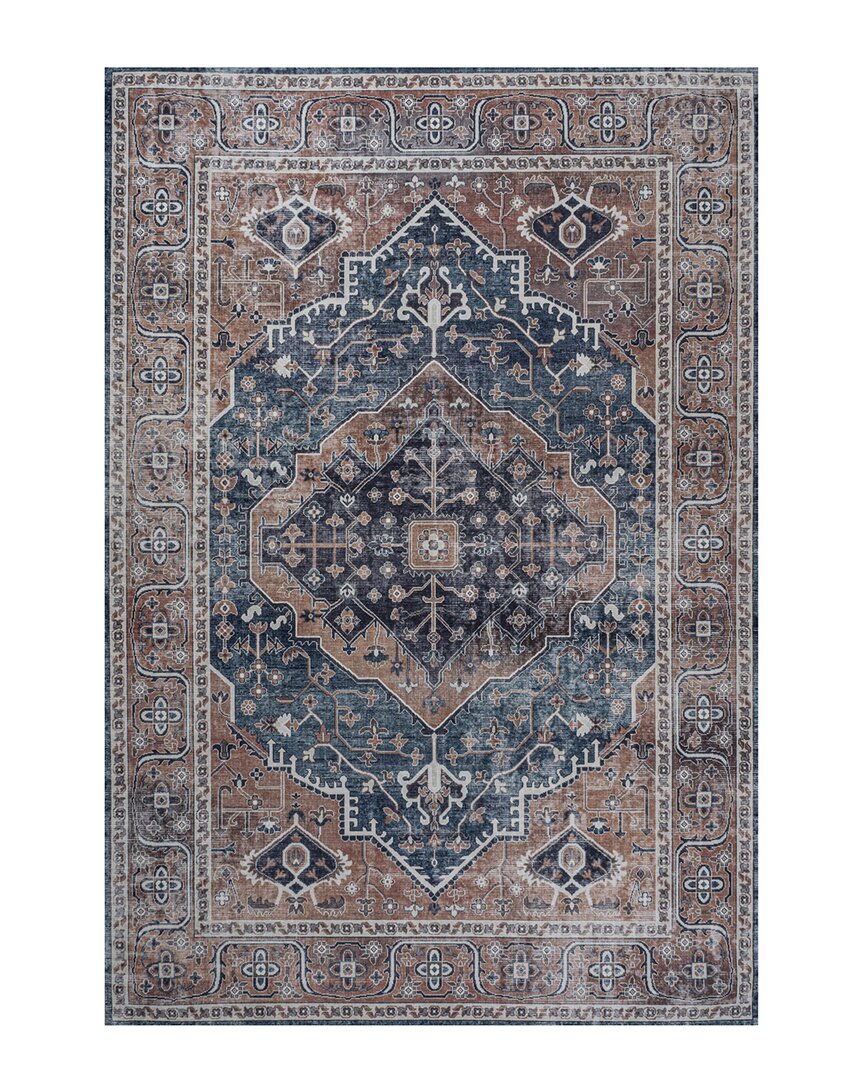 Jonathan Y Alacati Ogee Medallion Machine-washable Chenille Rug In Blue
