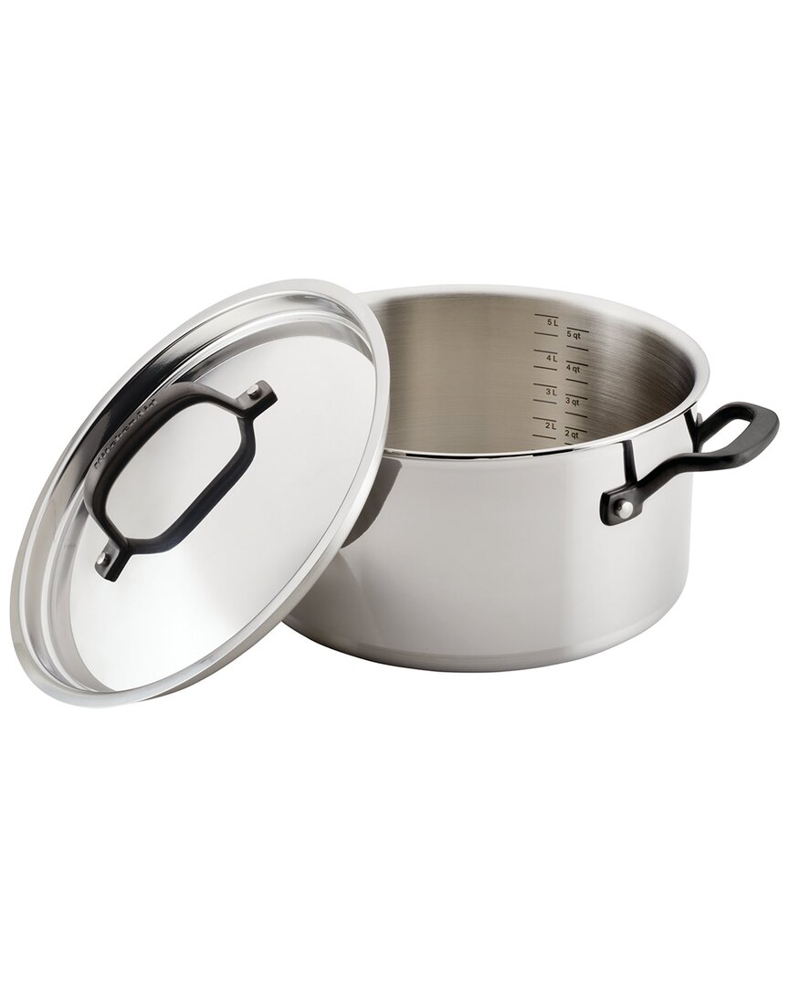 Kitchenaid 5-ply Clad Stainless Steel Induction Stockpot With Lid In Silver