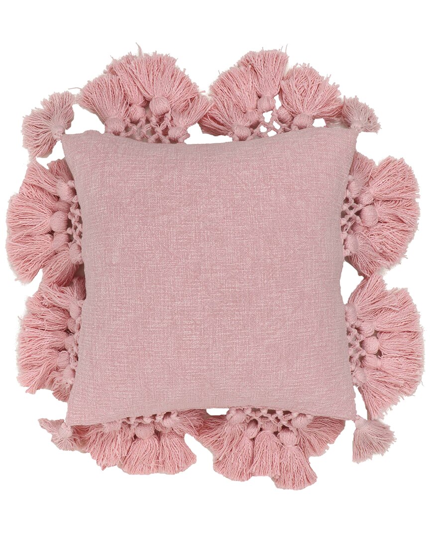 Tov Furniture Stone Washed Tasseled Pillow In Pink
