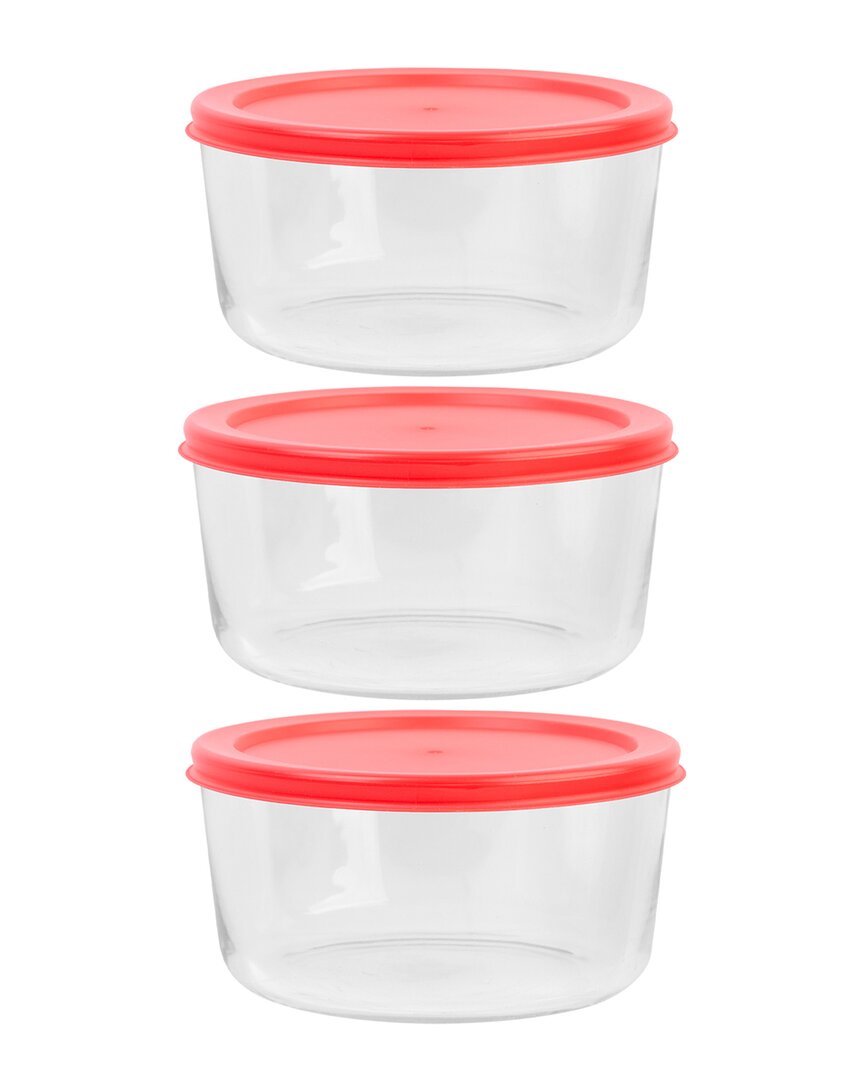 Home Essentials Fresh 4 Cup 6pc Bowls Red Lids In Clear