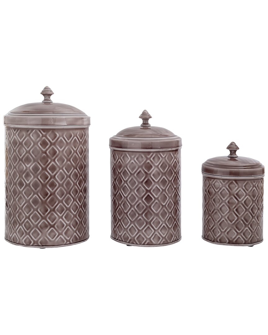 Home Essentials Set Of 3 Grey Canisters L/m/s