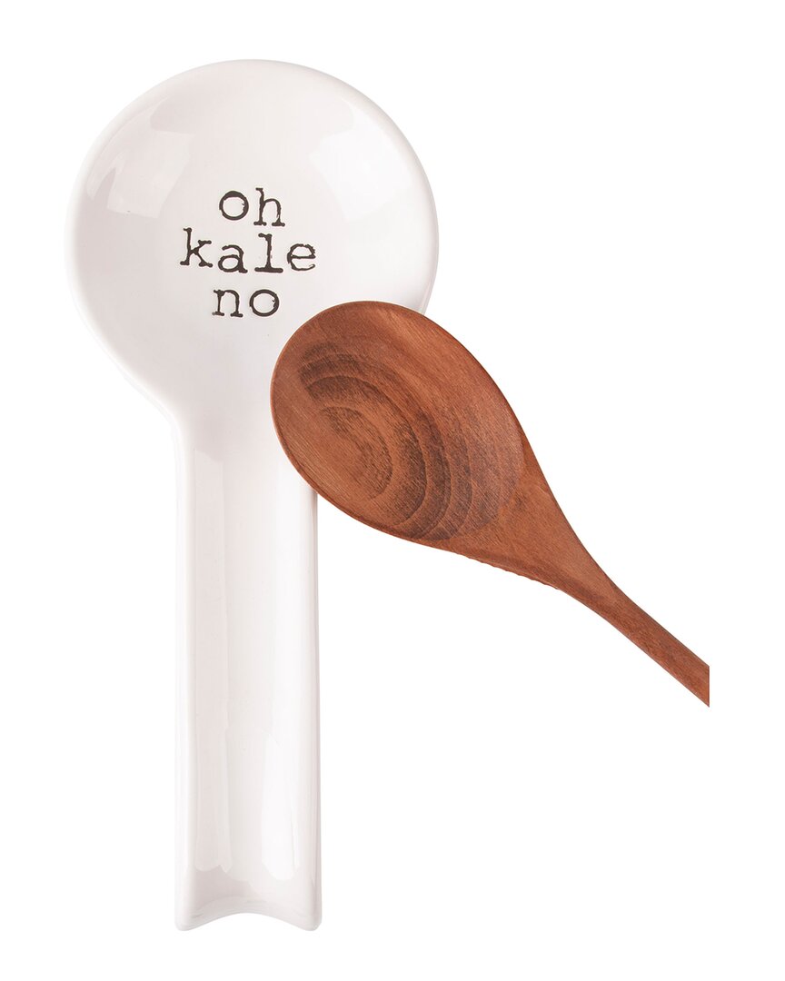 Home Essentials 11.5in Rd Hd Spoon Rest Kale In White