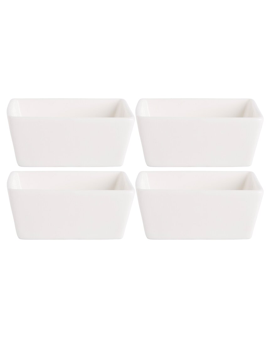 Home Essentials Ff Set Of 4 3.5 Square Bowl Mini Taster In White