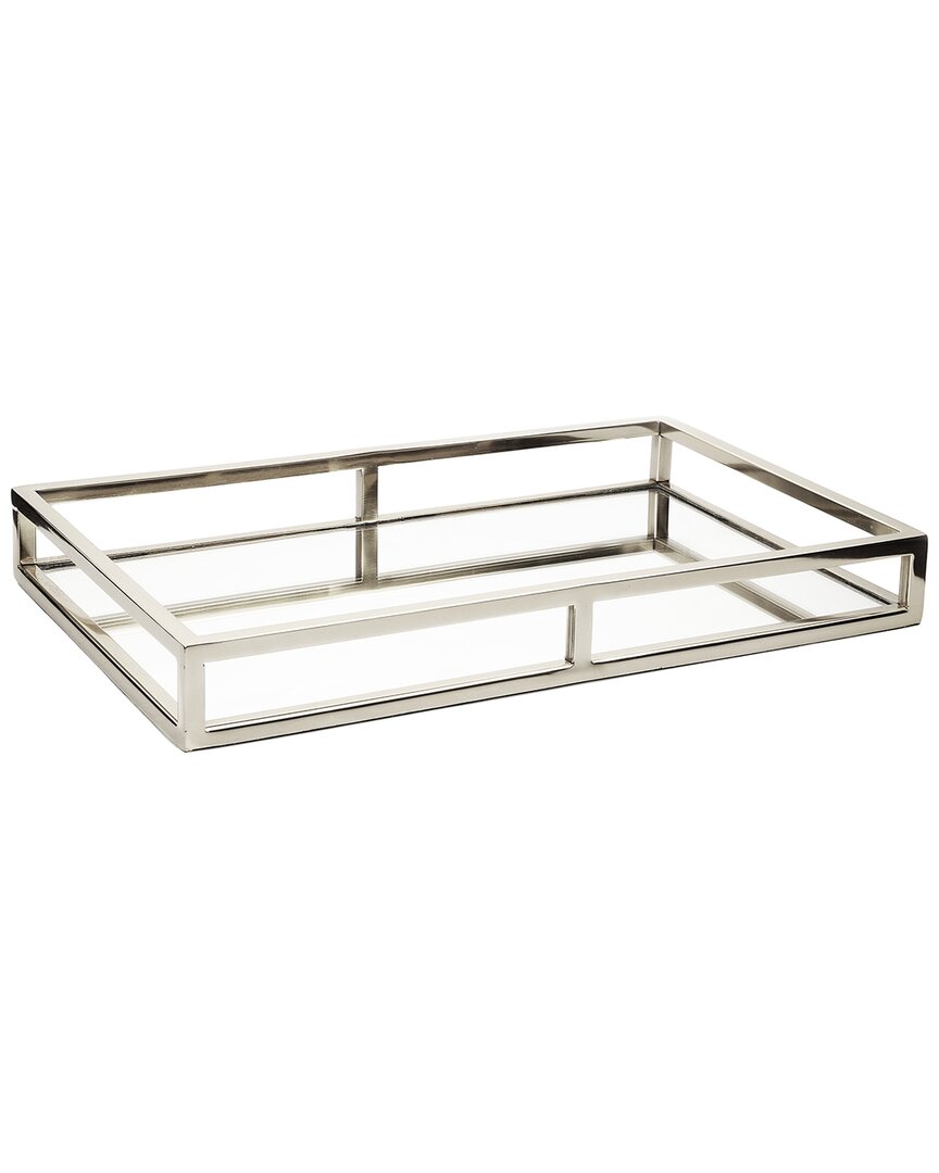 Classic Touch Oblong Mirror Tray In Silver