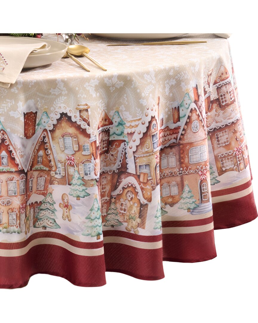 Elrene Home Fashions Gingerbread Bliss Tablecloth -round In Multi